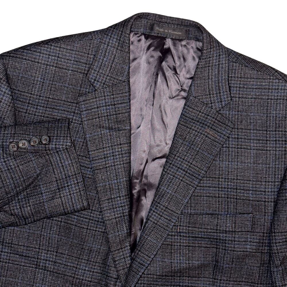 Lauren Ralph Lauren Blazer Mens 42L Wool Grey Glen Plaid Sport Coat Jacket